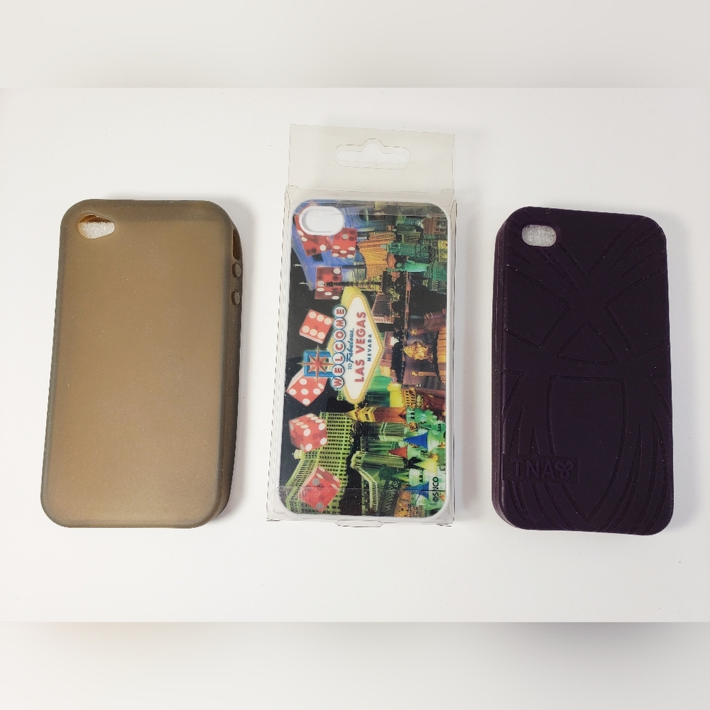 Three IPhone 4 - Mobile Covers - 1 Grey Jelly - One Vegas - 1 TNA
